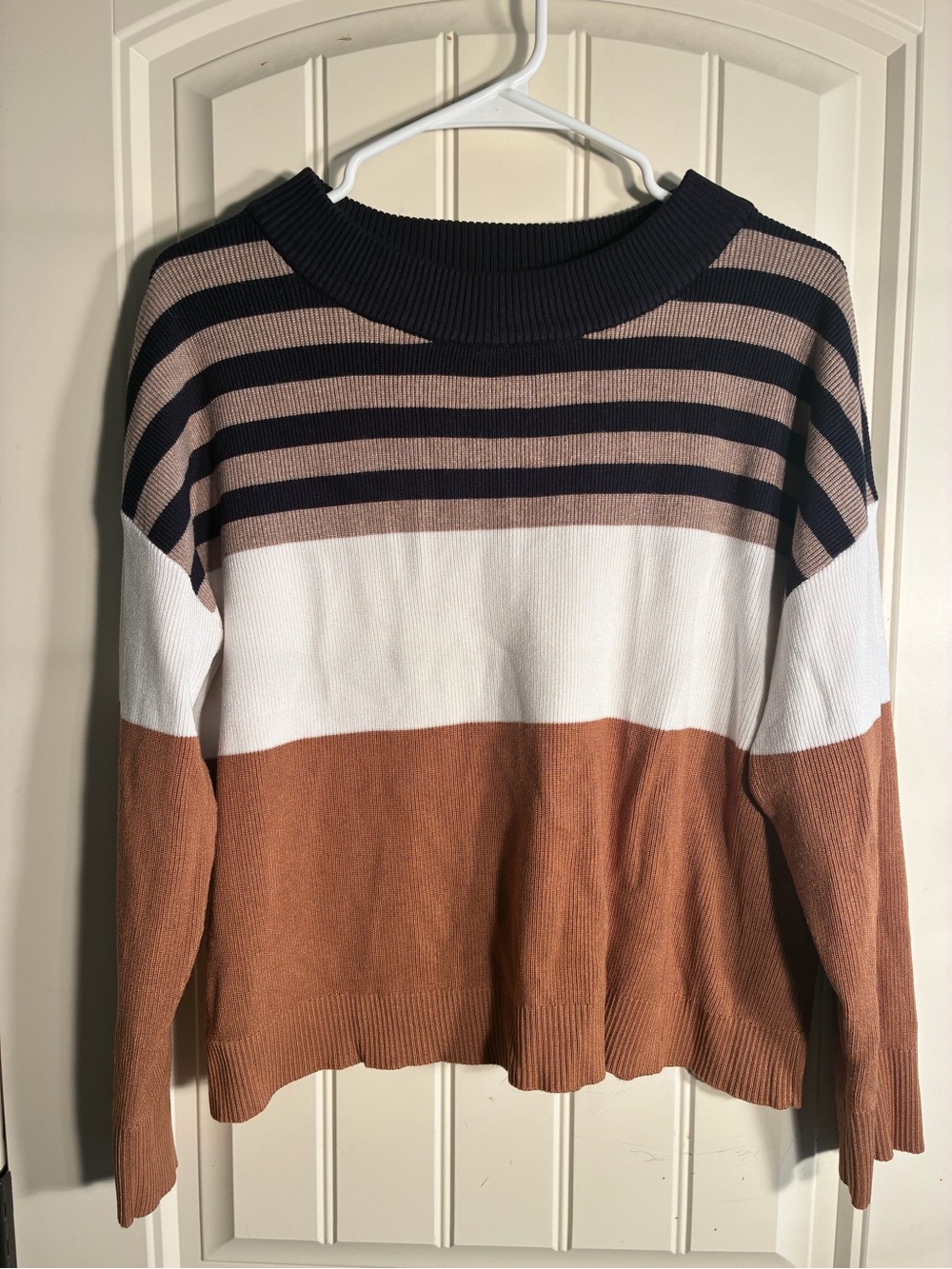 Adrianna Papell Striped Colorblock Turtleneck Sweater Sz large